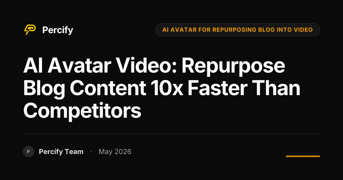 AI Avatar Video: Repurpose Blog Content 10x Faster Than Competitors - Percify AI Avatar Blog Cover