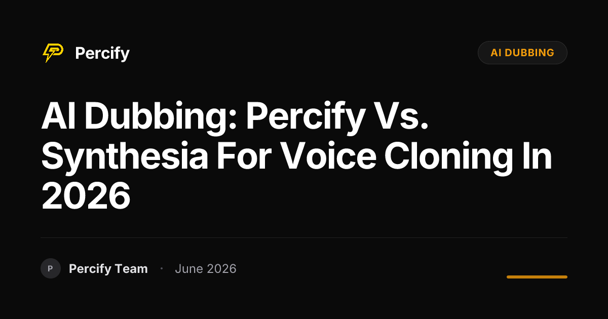 AI Dubbing: Percify vs. Synthesia for Voice Cloning in 2026 - Percify AI Avatar Blog Cover
