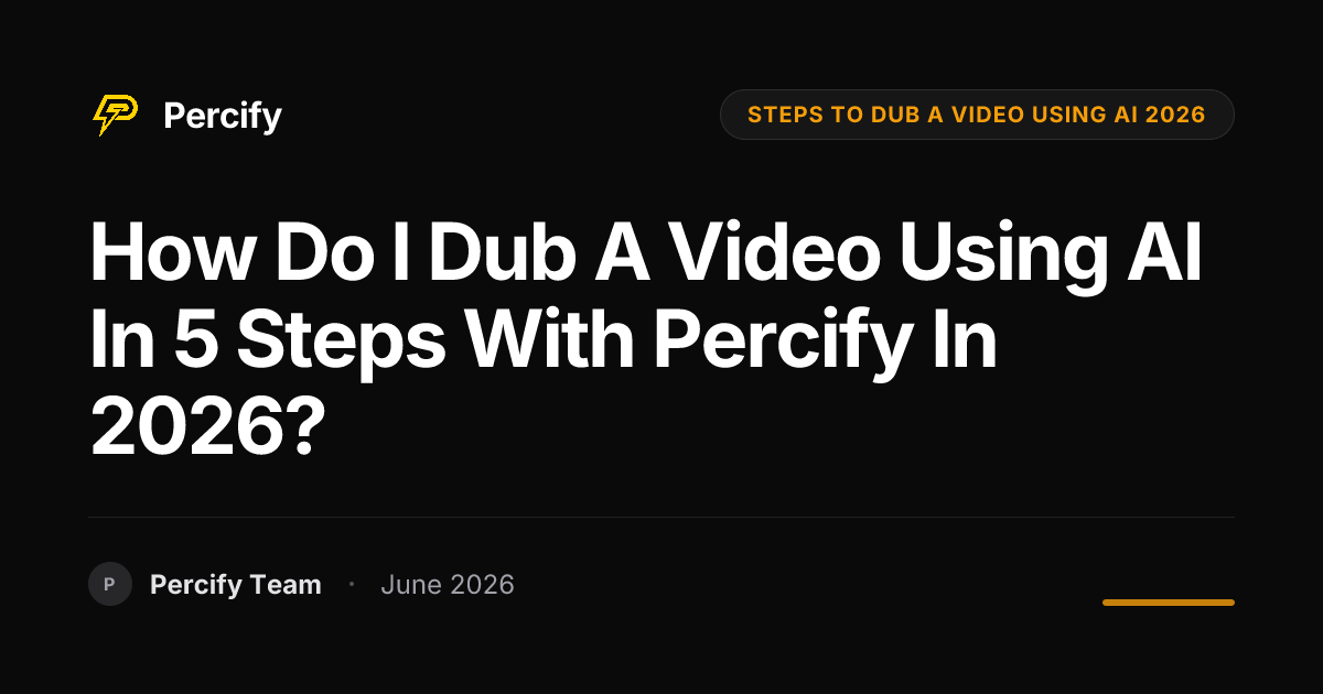 How do I dub a video using AI in 5 steps with Percify in 2026? - Percify AI Avatar Blog Cover