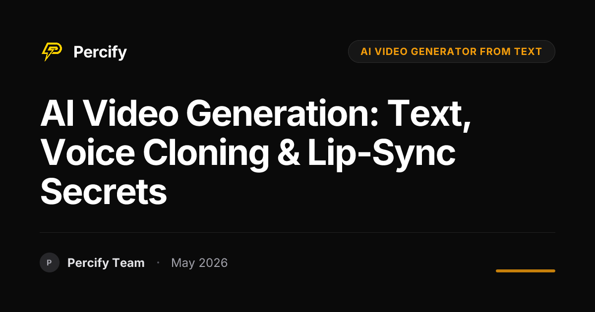 AI Video Generation: Text, Voice Cloning & Lip-Sync Secrets - Percify AI Avatar Blog Cover