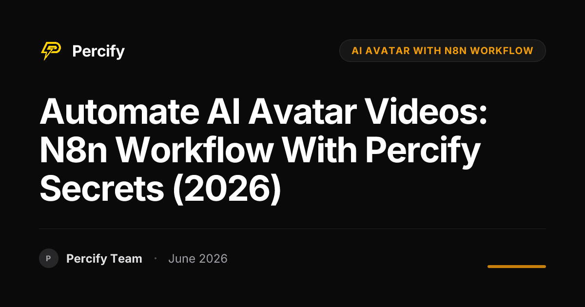 Automate AI Avatar Videos: n8n Workflow with Percify Secrets (2026) - Percify AI Avatar Blog Cover