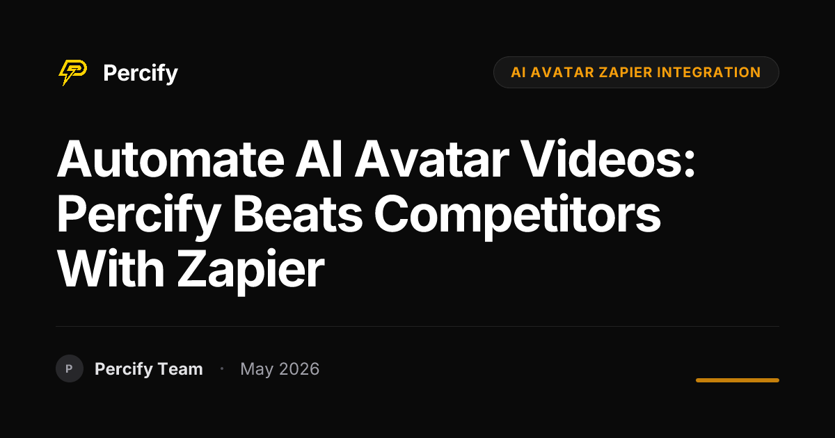 Automate AI Avatar Videos: Percify Beats Competitors with Zapier - Percify AI Avatar Blog Cover