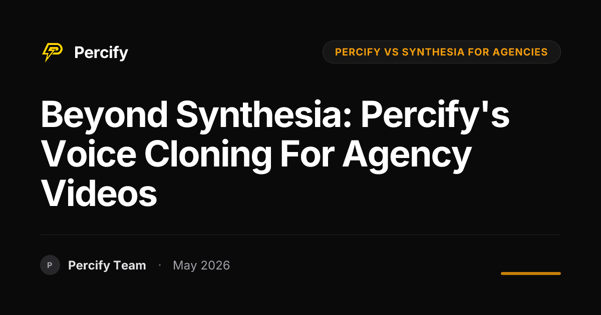 Beyond Synthesia: Percify's Voice Cloning for Agency Videos - Percify AI Avatar Blog Cover