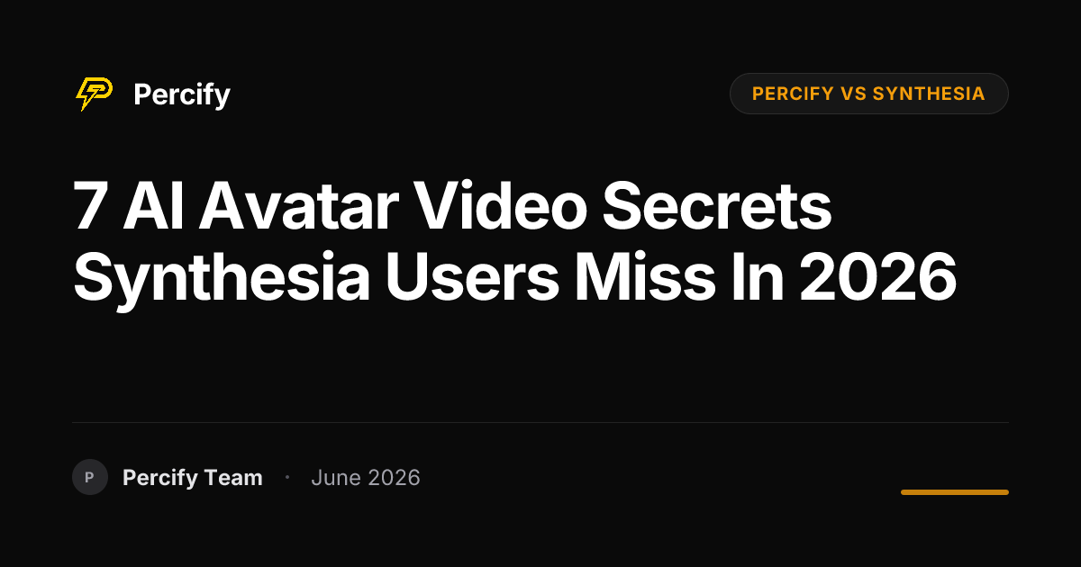 7 AI Avatar Video Secrets Synthesia Users Miss in 2026 - Percify AI Avatar Blog Cover