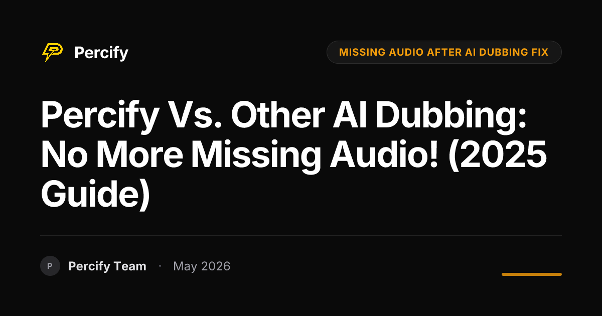 Percify vs. Other AI Dubbing: No More Missing Audio! (2025 Guide) - Percify AI Avatar Blog Cover