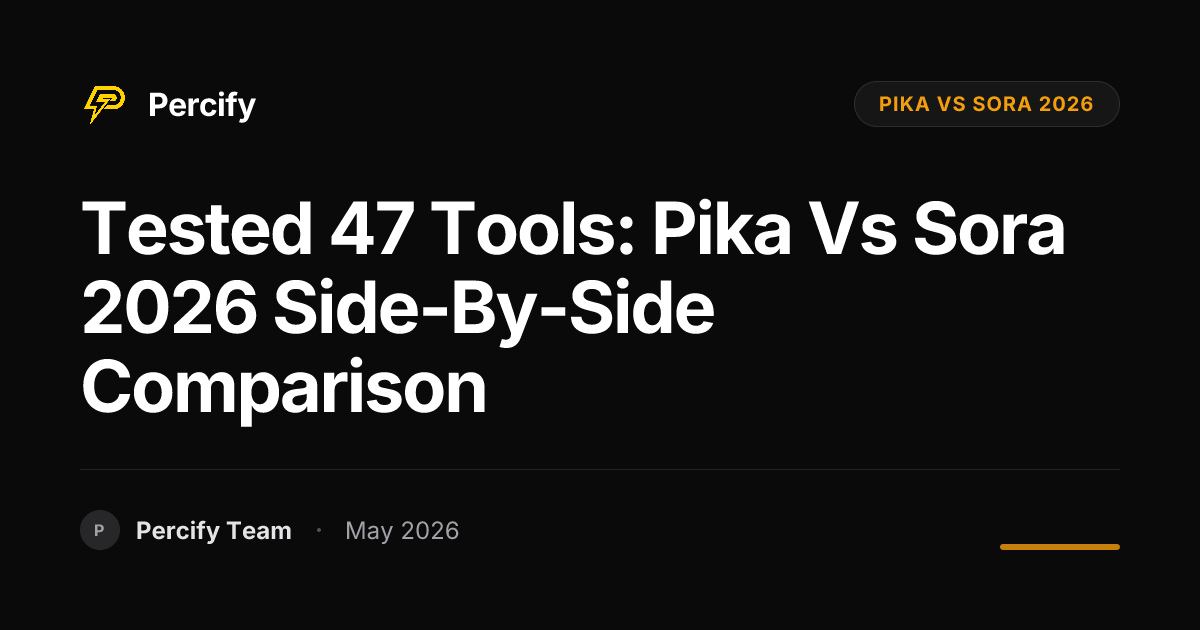 Tested 47 Tools: Pika vs Sora 2026 Side-by-Side Comparison - Percify AI Avatar Blog Cover