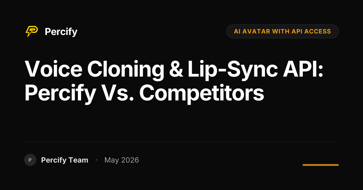Voice Cloning & Lip-Sync API: Percify vs. Competitors - Percify AI Avatar Blog Cover
